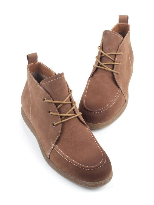 01-S77-99 BROWN Ботинки демисезонные женские (натуральная замша, байка)
