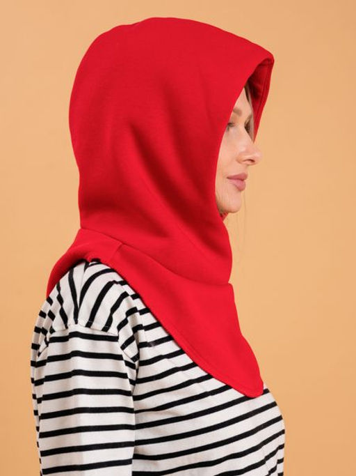 Капор трикотажный красный, капюшон - Yollochka фото 3