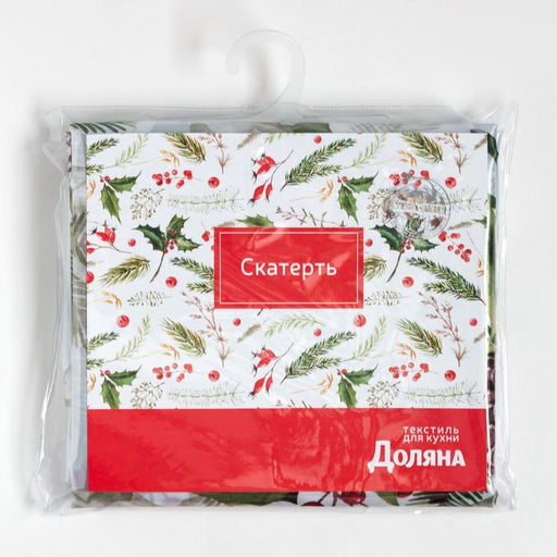 Скатерть новогодняя Доляна Шишкин лес 145*300 см, 100% п/э  фото 4