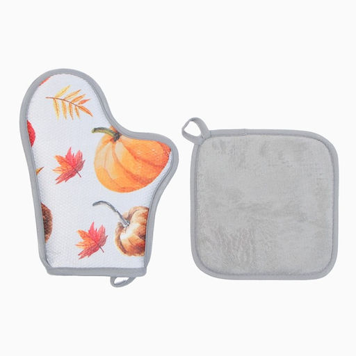 Кух. набор 2 пр. Этель Тыквы прих. 20*20 см, вареж-прихв. 27*20 см,100% п/э  фото 3