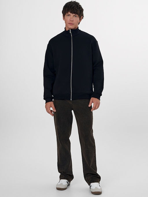 Теплая толстовка мужская черная с начесом