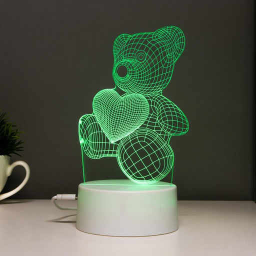 Светильник сенсорный Мишутка LED 7 цветов USB/от батареек белый