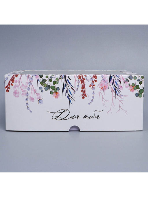 Цена за 5 шт. Коробка для капкейков, кондитерская упаковка с окном, 6 ячеек «Венок», 25×17×10 см