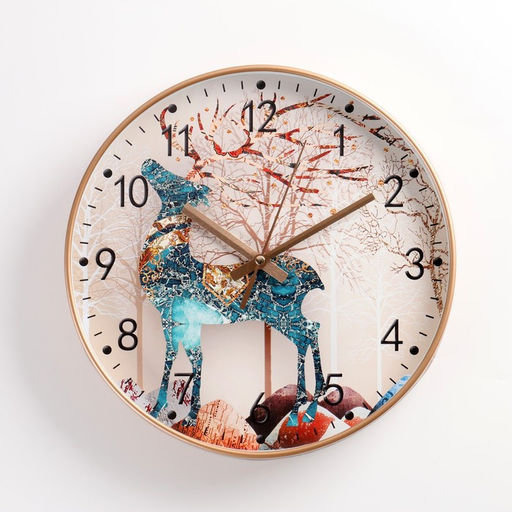 Часы настенные интерьерные «Олень», бесшумные, плавный ход, d=30 см, от батарейки 1хАА