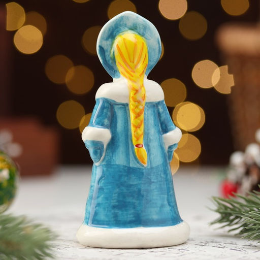 Сувенир "Снегурочка Снежинка", голубая шуба, 12 см, фарфор