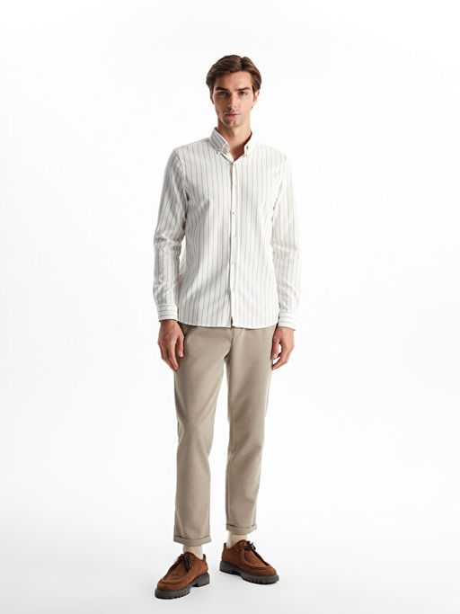 Slim Fit Uzun Kollu ?izgili Erkek G?mlek
