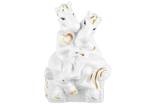 Фигурка декоративная 7*5*11 см Лошади-влюбленная пара белая с золотом, фарфор - Elan gallery фото 4