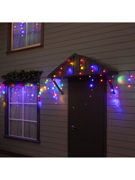 Гирлянда «Бахрома» 25 × 0.7 м, IP44, УМС, тёмная нить, 450 LED, свечение мульти, 220 В
