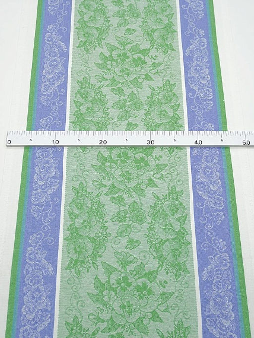 Холст полотенечный жаккард Нежная фиалка цв.зеленая листва, ш.0.5м, лен-30%, хл-70%, 210гр/м.кв - Купава фото 2