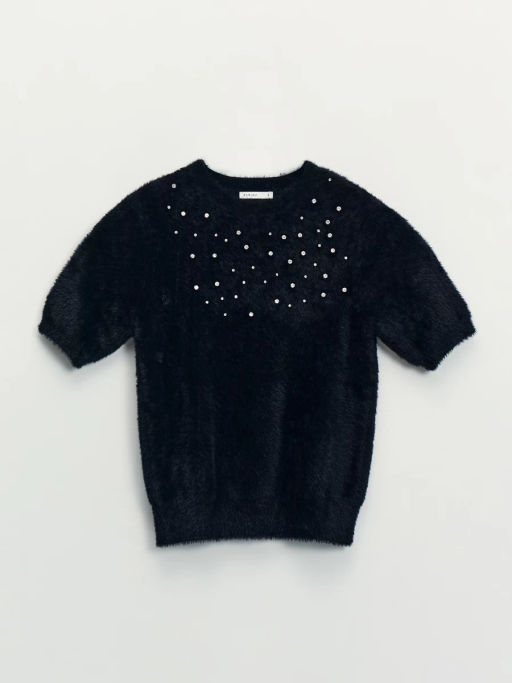 Джемпер с коротким рукавом со стразами / Zarina  фото 7