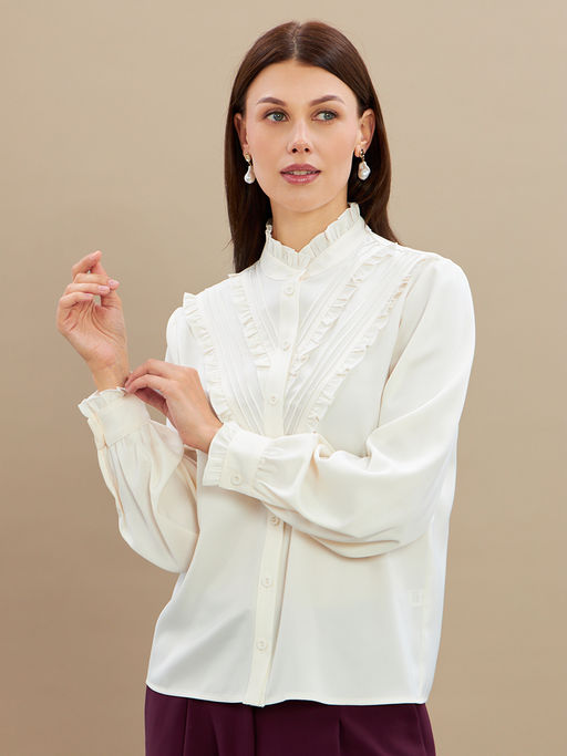 Блузка с рюшами OD-884-5 сливочный