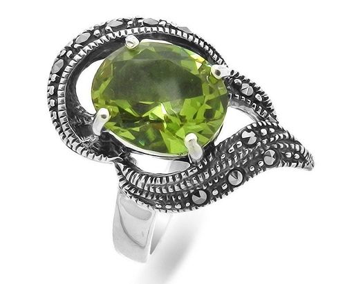 Кольцо из серебра марказит, султанит, Sl-AGA071