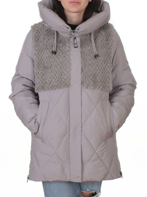 M-8800 GRAY/BEIGE Куртка зимняя стеганная женская (150 гр. холлофайбер)