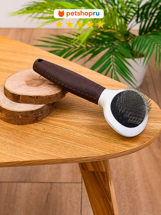 Пуходерка для собак и кошек с прорезиненной ручкой, 18*10 см. PS3952