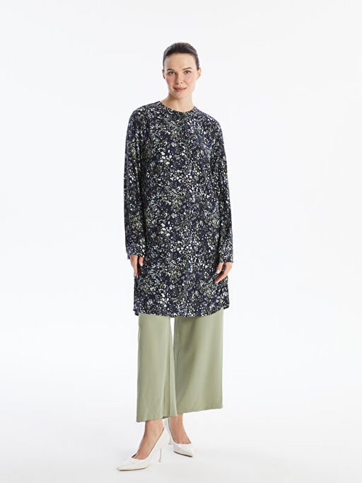 Bisiklet Yaka ?i?ekli Kad?n Tunik