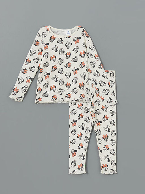 Bisiklet Yaka Uzun Kollu Minnie Mouse Bask?l? K?z Bebek Pijama Tak?m? - Waikiki фото 4