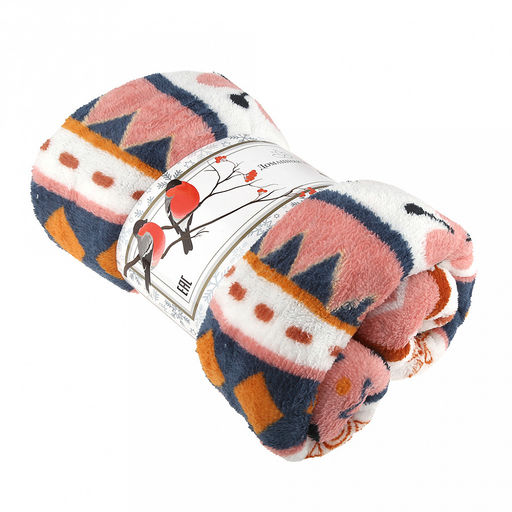 Плед/покрывало 180х200см "Поморские мотивы", велсофт "California" набивной, полиэстер 100%, плотность 160г/м2, упаковка: 18х33см пояс бумажный, "Домашняя мода" (Россия)