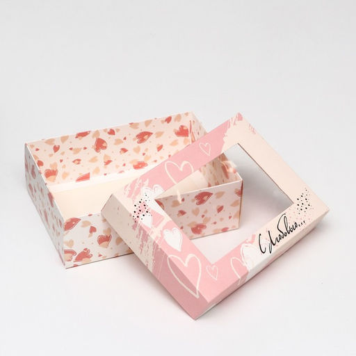 Цена за 5 шт. Коробка складная, с окном С любовью 21 х 15 х 7 см - UPAK LAND фото 4