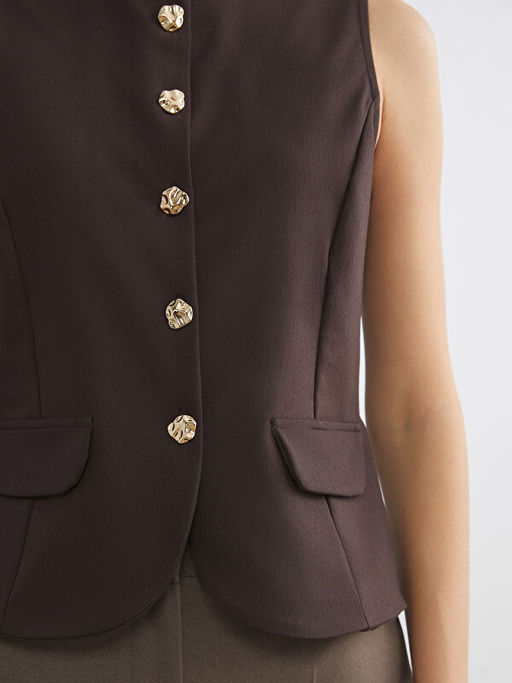 Bisiklet Yaka Kad?n Klasik Yelek