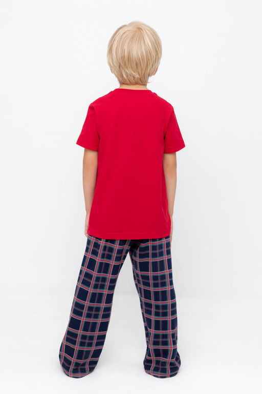 Crockid _ К 1599/кармин,шотландская клетка пижама дет  фото 4
