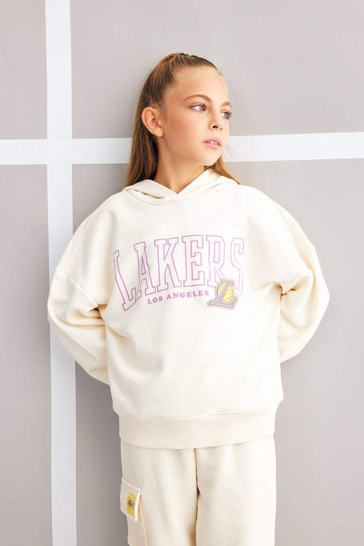 Толстовка с капюшоном для девочек NBA Los Angeles Lakers - Defacto фото 3