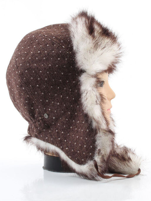 3436 BROWN Шапка-ушанка детская (100% шерсть, искусственный мех)