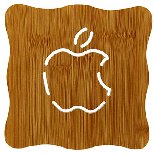 Подставка бамбук/МДФ под горячее Яблоко 14х14х0,5см, в п/эт упаковке (Китай) - Домашняя мода фото 2