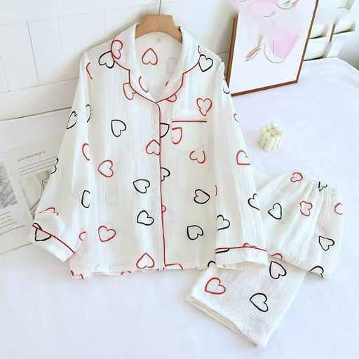 K12275 Костюм домашний: рубашка и брюки (муслин) БЕЛЫЙ_09