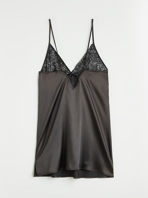 V Yaka Dantel Detayl? Saten Kad?n Fantezi Gecelik