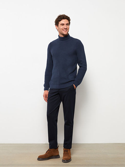 Bal?k?? Yaka Uzun Kollu Erkek Triko Kazak