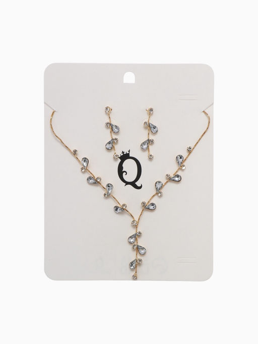 Набор 2 предмета: серьги, колье Изумление цветение, цвет белый в золоте, 42 см