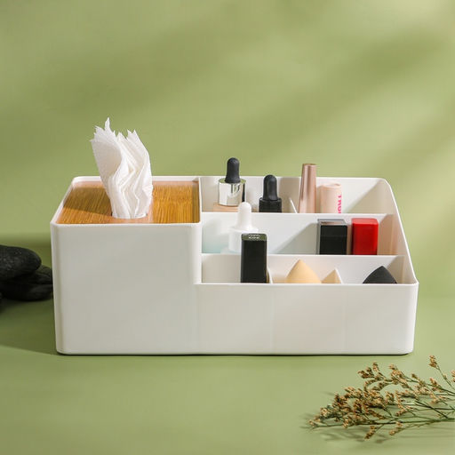 Органайзер для хранения «BAMBOO», 7 секций, 26,7 × 10 × 17 см, цвет белый/коричневый