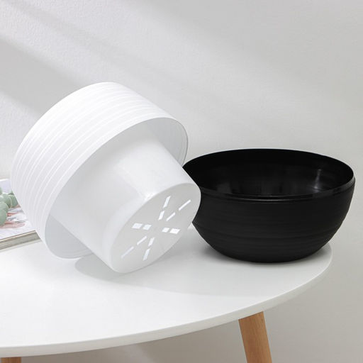 Горшок для цветов с поддоном «Дуэт», 2.5 л, пластиковый, чёрно-белый