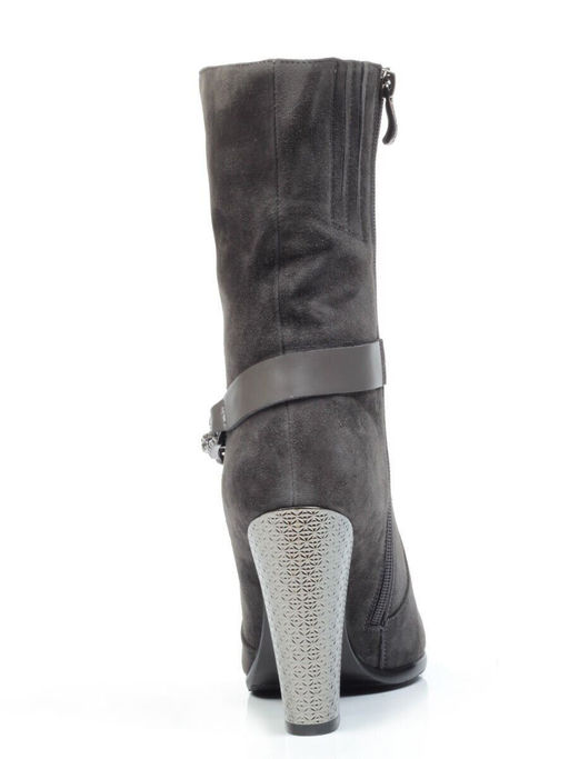 YF189-062M DK.GREY Полусапоги зимние женские (натуральная замша, натуральный мех (еврозима))