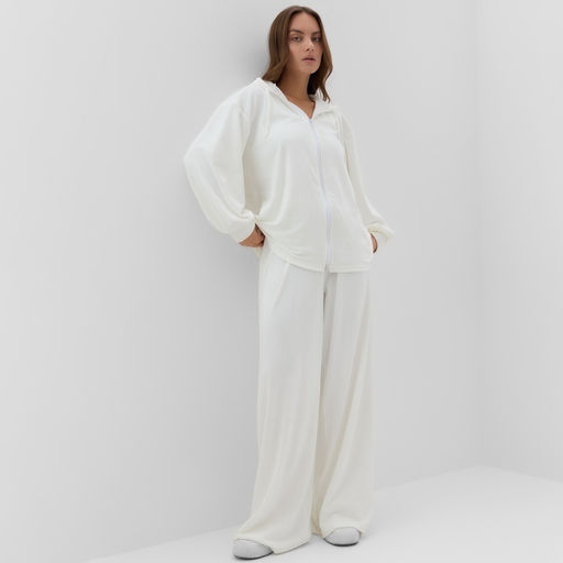 Костюм женский (толстовка, брюки) KAFTAN Plushy, размер 44-46, белый
