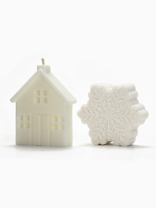 Подарочный набор новогодний: бомбочка снежинка и фигурная свеча дом, URAL LAB