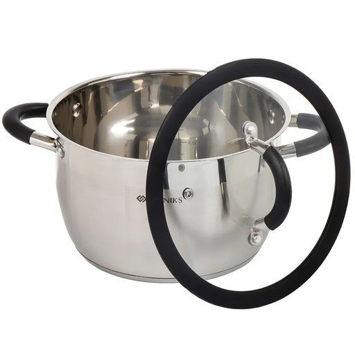 Кастрюля нержавеющая сталь, 5 л, крышка стекло, Daniks, Орландо, GS-01435-22CA, индукция (397624)  фото 6