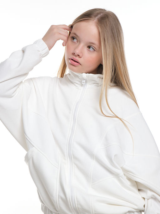 Толстовка на молнии для девочки 22-3208 белый - Mini maxi фото 5
