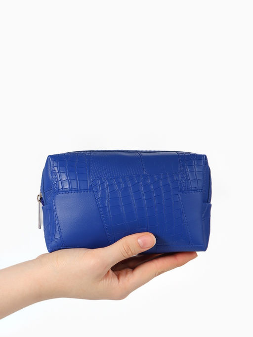 Косметичка ONE COLOR, на молнии, искусственная кожа, синяя