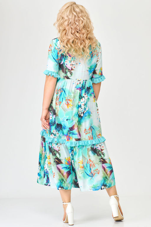 Платье Svetlana Style 1863 бирюзовый+цветы