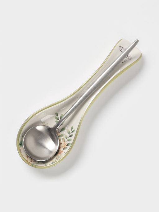 Подставка под ложку Доляна «Цветы», 22.3×7.1×2.7 см, доломит, белая