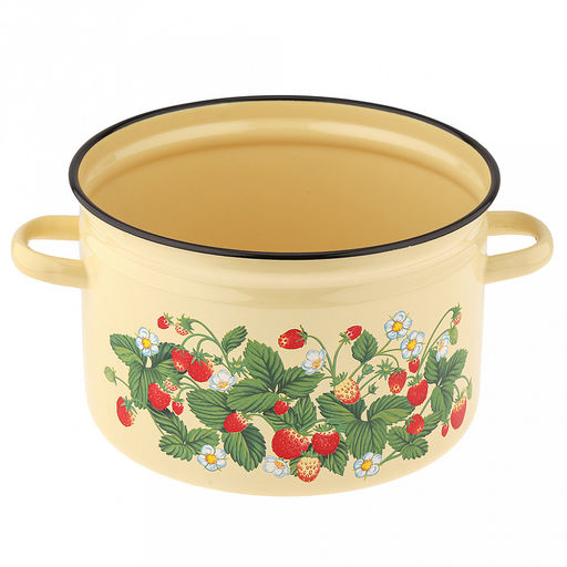 Земляника лесная Кастрюля эмалированная 7л, форма цилиндрическая, металлическая крышка, металлические ручки (Россия) - Домашняя мода фото 4