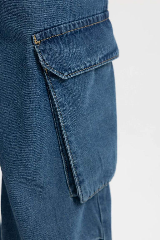 Джинсовые брюки-карго Parachute для девочек - Defacto фото 4