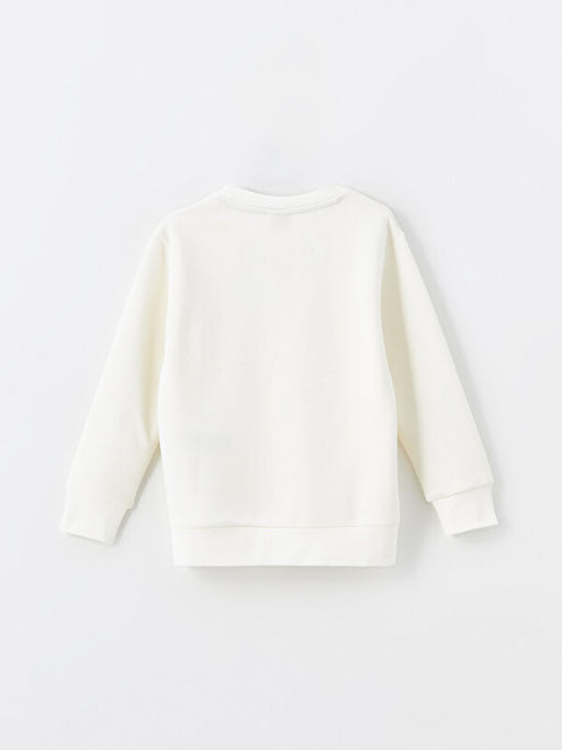 Bisiklet Yaka Bask?l? Uzun Kollu Erkek ?ocuk Sweatshirt