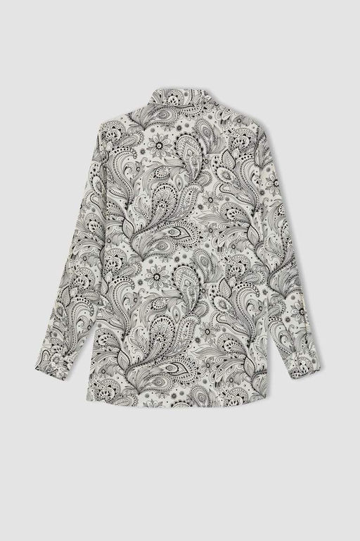 Туника свободного кроя с рубашечным воротником и длинными рукавами - Defacto фото 9