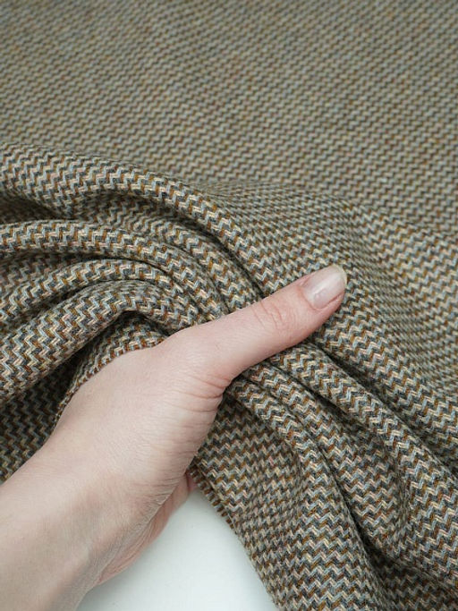 Шерсть пальтово-костюмная Твид цв.Коричневый/серый/песочный, ш.1.5м, шерсть-50%, п/э-50%, 380гр/м.кв - Купава фото 15