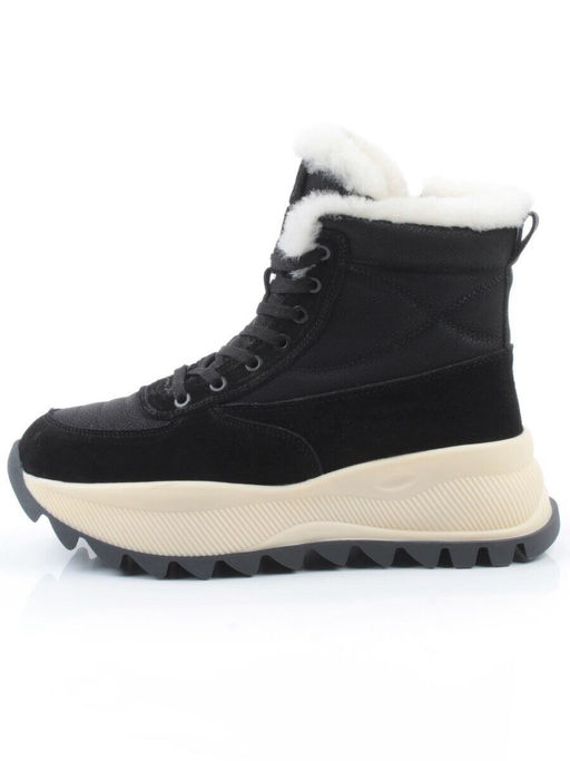 04-PAML05-1Z BLACK Ботинки зимние женские (натуральная замша, 100% шерсть, натуральный мех)