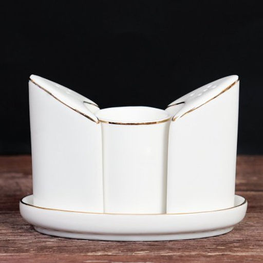 Набор для специй 4 предмета белый А / FY203004 /уп 48/ Золотая отводка Костяной - Галеонтрейд фото 2