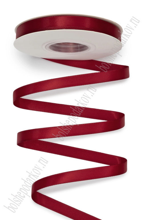 Лента атласная двусторонняя 1 см*25 ярд (SF-7881) бордовый №0145