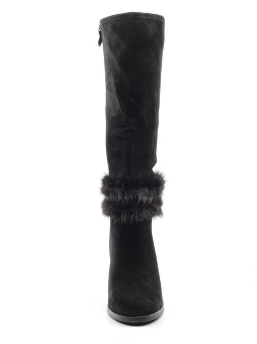 02-1686-1461MB-1 BLACK Сапоги женские (натуральная замша, натуральный мех (еврозима)) - Фабричный китай фото 9